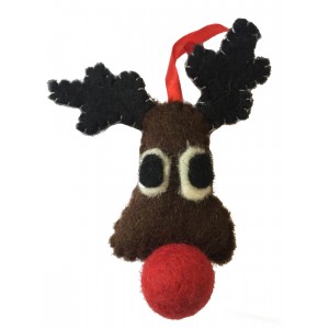 Cute Fair Trade Felt Rudolph Christmas Decoration