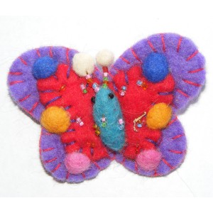 Hand Embellished Felt Butterfly Brooch - Fair Trade