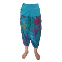 Fair Trade Bright Blue Cotton Cropped 3/4 Length Beach Trousers