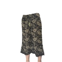 Fair Trade Black and Cream Print Drawstring Cropped 3/4 Length Trousers