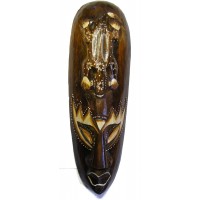 Fair Trade Small Handcarved Wooden 30cm Indigenous ' African Style ' Borneo Tribal 'Gecko' Mask 