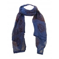 Fair Trade Cotton Hand Printed Blue Ram Nami Scarf