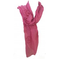 Fair Trade Cotton Hand Printed Pink Ram Nami Scarf