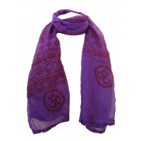 Fair Trade Cotton Hand Printed Purple Ram Nami Scarf
