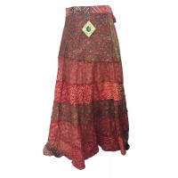 Fair Trade Tiered Full Length Sari Silk  Reversible Wrap Skirt - Mixed Designs - Best Seller
