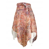 Fair Trade Cream & Pink Josie Jungli Wrap Skirt Fair Trade Cream & Pink Josie Jungli Wrap Skirt
