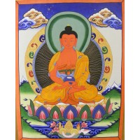 Genuine Original Tibetan Buddhist Thangka Painting - Amitabha, the Buddha of Comprehensive Love - Fair Trade Genuine Original Tibetan Buddhist Thangka Painting - Amitabha, the Buddha of Comprehensive Love - Fair Trade