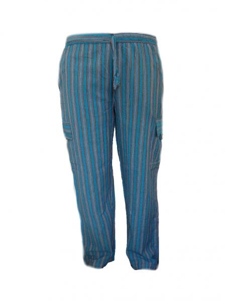 Fair Trade Stripey Elasticated Cotton ' Baggies ' Trousers