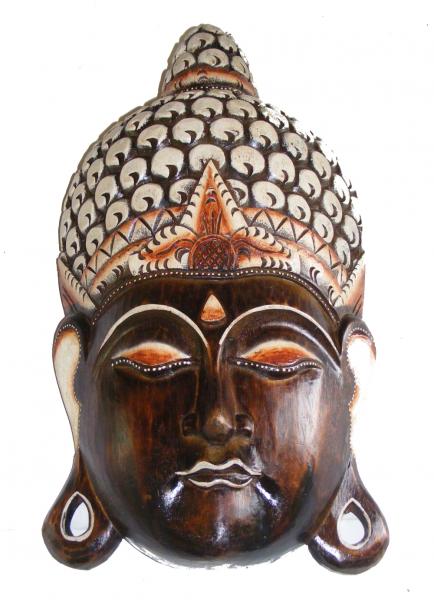 Hand Carved Large Natural Wooden Balinese Buddha Mask