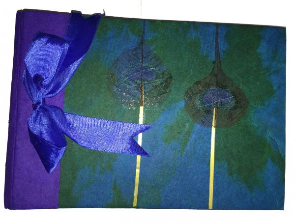 Medium Beautiful Handmade Paper Peacock Feather Traditional Photo Album - Fair Trade