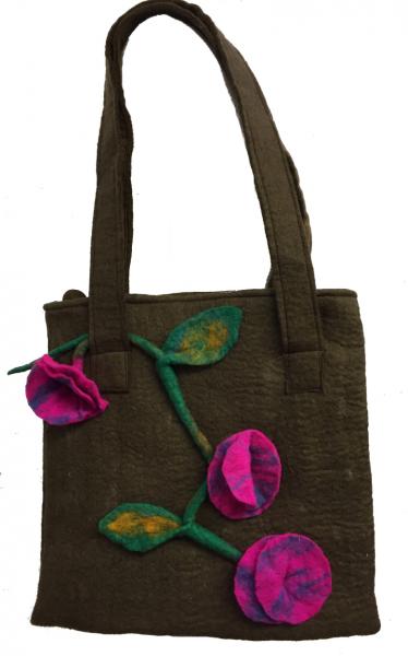 Fair Trade Hand Made Lovely Tactile Ecletic / Quirky Felt Flower Shoulder Bag