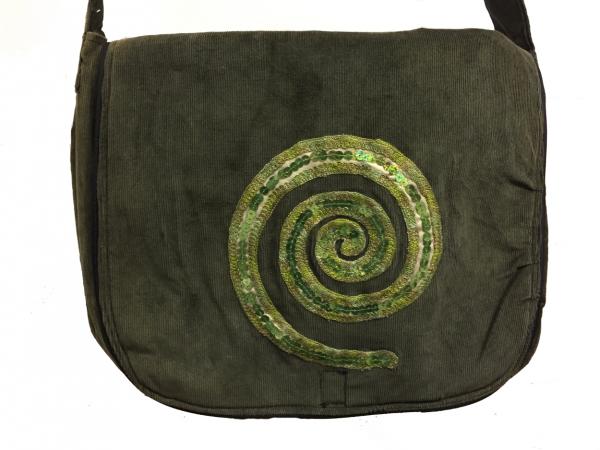 Hand Made Lovely Tactile Sequin Eternal Spiral Baby Cord Shoulder Bag - Fair Trade