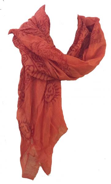 Fair Trade Cotton Hand Printed Orange Ram Nami Scarf