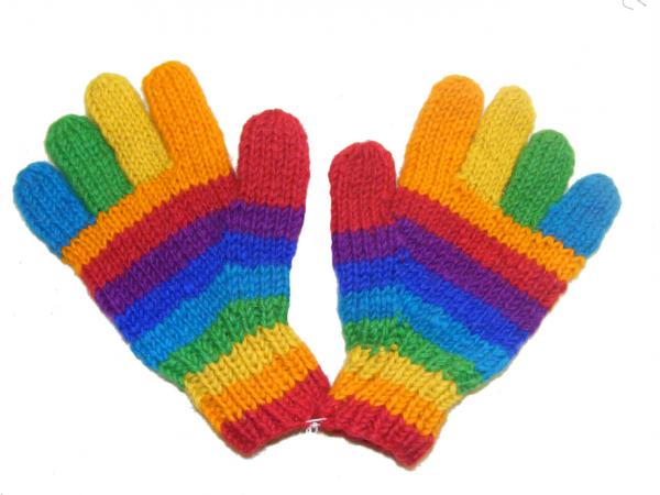 Fair Trade Handknitted Woollen Rainbow Gloves 