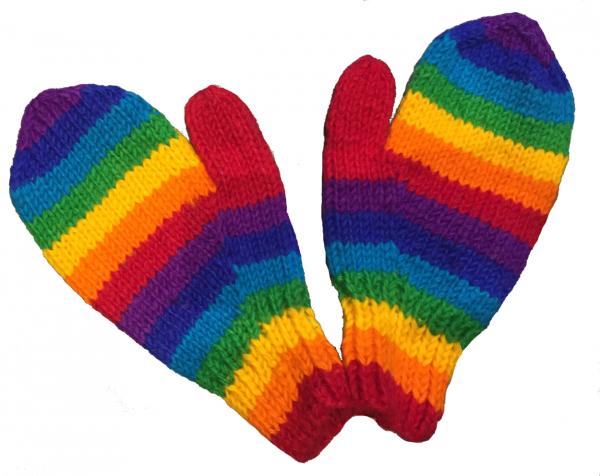 Fair Trade Handknitted Woollen Rainbow Mittens