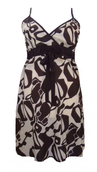 Short Brown and Cream Friesian Print Florence Dress / Sundress - Fair Trade